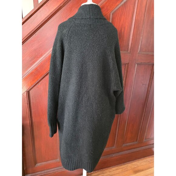 A New Day Black Long Cardigan Sweater Open Front M Duster - Picture 2 of 6